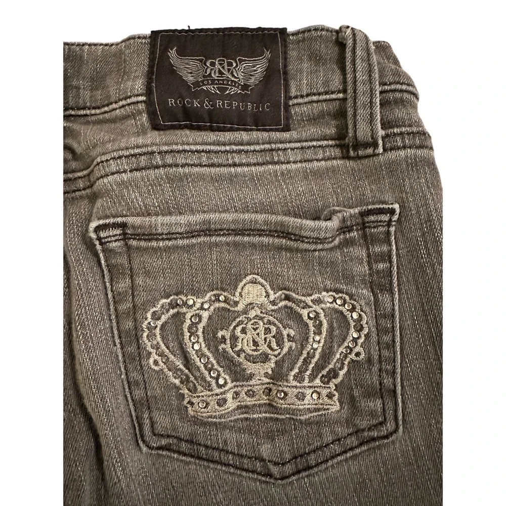 Rock & Republic Berlin Women's Low Rise Slim Fit Cotton Denim Jeans Size 26 Gray